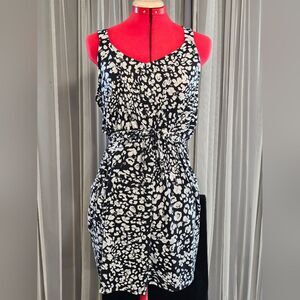 West Loop Cheetah Print Black and White Dress